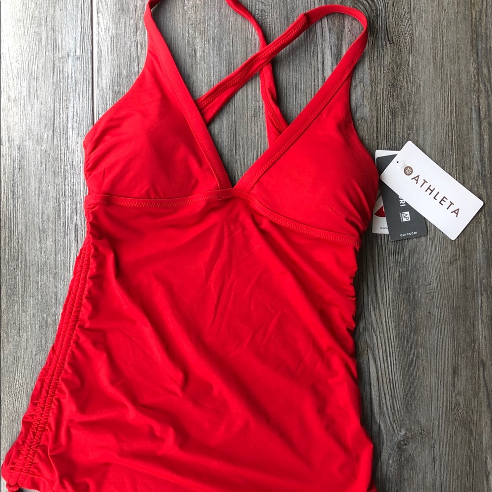 NWT Athleta Side Scrunch Swim Tank Red Size Small - Picture 3 of 5
